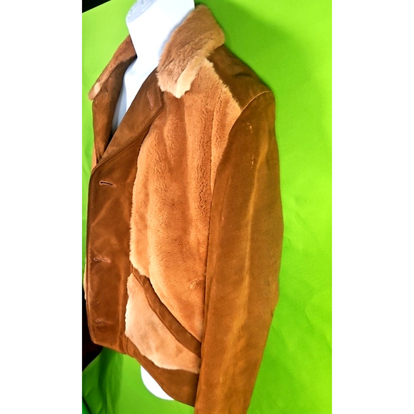 RARE Robert Lewis Vintage 70s Grizzly Shearling Jacket Suede Leather Men’s Size - Picture 5 of 15
